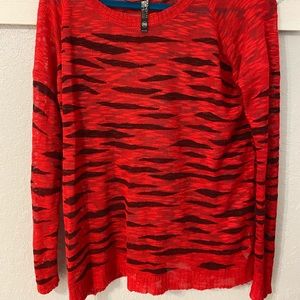 Kensie Red Black Lightweight Sweater